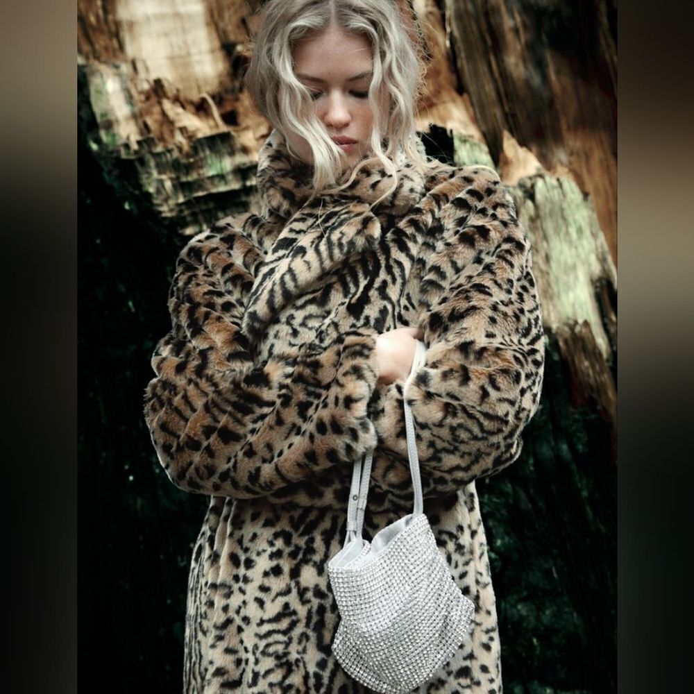 NWT ZARA FAUX FUR ANIMAL PRINT COAT Leopard Tiger